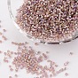 12/0 Grade A Round Glass Seed Beads, Square Hole, Silver Lined, AB Color Plated