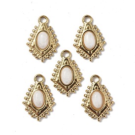 Vacuum Plating 201 Stainless Steel White Jade Pendants, Real 18K Gold Plated, Kite Charms