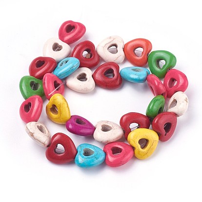 Synthetic Turquoise Beads Strands, Dyed, Heart