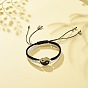 Émail yin yang couple assorti bracelets de perles tressées ensemble, bracelets ajustables pour femmes