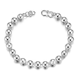 SHEGRACE 925 Sterling Silver Beaded Link Bracelets