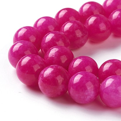 Natural White Jade Imitation Pink Sugilite Beads Strands, Round, Dyed
