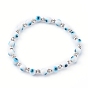 Bracelets extensibles en perles de chalumeau ronds faits à la main, avec alliage de perles d'entretoise, argent antique