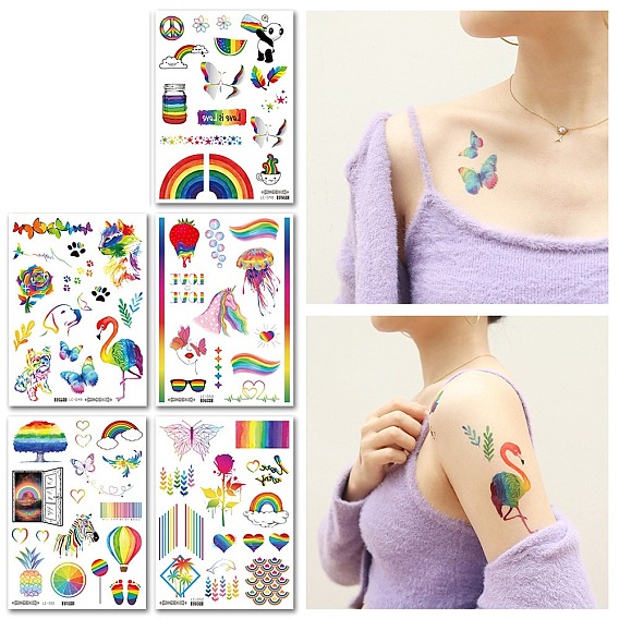 Rainbow Style Removable Temporary Water Proof Tattoos Paper Stickers