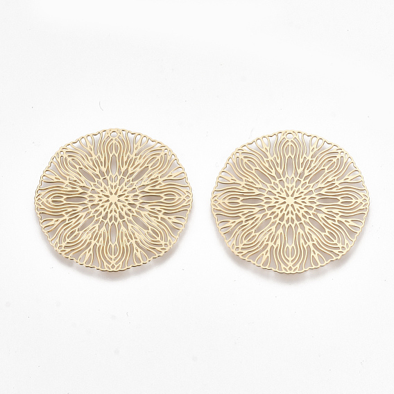 Brass Pendants, Etched Metal Embellishments, Flat Round