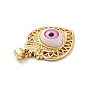 Colgantes de latón sagrado corazón, con el ojo de resina, sin cadmio y níque y plomo, real 18 k chapado en oro