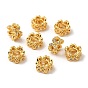 Brass Micro Pave Cubic Zirconia European Beads, Large Hole Beads, Flower
