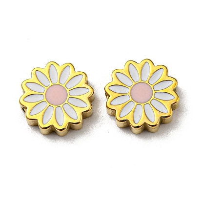 304 Stainless Steel Enamel Beads, Daisy