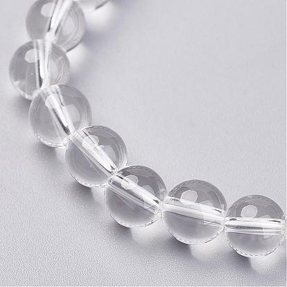 Natural Quartz Crystal Stretch Bracelets, Round