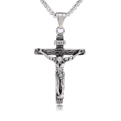 Cross Pendant Necklace with Jesus Crucifix Religious Necklace Sacrosanct Charm Neck Chain Jewelry Gift for Birthday Easter Thanksgiving Day