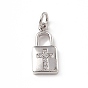 Brass Micro Pave Cubic Zirconia Pendants, with Jump Ring, Lock with Religion Cross Charm