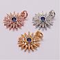 Brass Micro Pave Cubic Zirconia Charms, Flower, Lead Free & Nickel Free & Cadmium Free