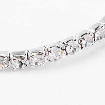 Tema deportivo, regalos del día de san valentín para sus pulseras de tenis de diamantes de imitación elásticos de una sola fila, con fornituras de latón, 50 mm