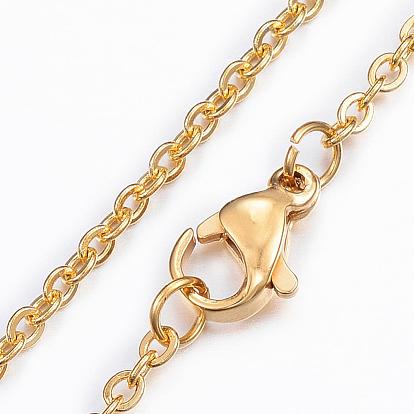 304 Stainless Steel Cable Chain Necklaces, with Lobster Claw Clasps
