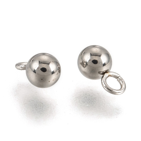 201 Stainless Steel 3D Ball Round Charms Pendants
