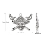 Tibetan Style Alloy Pendants, Cadmium Free & Lead Free, Pirate Style Skull, 43x34x5mm, Hole: 3mm