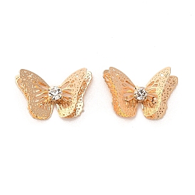 Cabochons de bronce, con diamante de imitación, mariposa