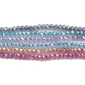Transparent Baking Painted Glass Beads Strands, AB Color, Faceted, Round
