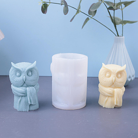 DIY Silicone Candle Molds, for Scented Candle Making, Owl with Scarf