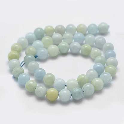 Natural Aquamarine Beads Strands, Round
