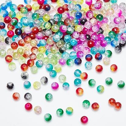 DIY Baking Painted Crackle Glass Beads Stretch Bracelet Making Kits, include Sharp Steel Scissors, Elastic Crystal Thread, Stainless Steel Beading Needles