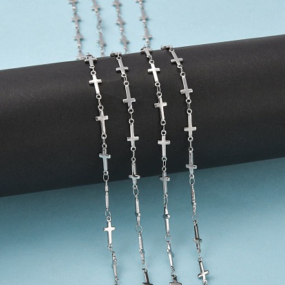 304 acier inoxydable croix maillons, soudé, avec bobine, pour la fabrication de bijoux sainte, 13x5x1.2mm, environ 82.02 pieds (25 m)/rouleau