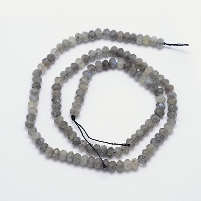 Labradorite naturelle rangées de perles, facettes rondelle