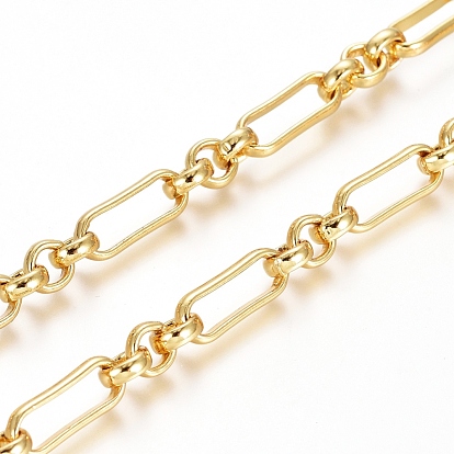 Brass Chains, Long-Lasting Plated, with Spool, Soldered, Figaro Chain