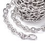 Ion Plating(IP) 304 Stainless Steel Oval Link Chains, Unwelded, with Spool