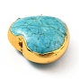 Natural Turquoise Beads, with Golden Plated Brass Findings, Long-Lasting Plated, Dyed, Heart