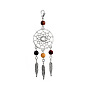 Tibetan Style Alloy Pendants, with Wood Beads & 304 Stainless Steel & Lobster Claw Clasps