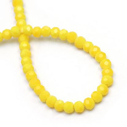 Opaques brins de perles de verre solide, facettes (32 facettes) rondes