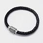 Mixed Braided Leather Cord Bracelets, with 304 Stainless Steel Magnetic Clasps, 200x6mm