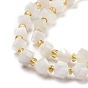 Natural White Moonstone Beads Strands, with Seed Beads, Faceted, Diagonal Cube Beads