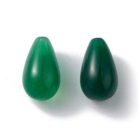 Natural Green Onyx Agate Beads, No Hole/Undrilled, Dyed & Heated, Teardrop