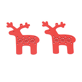Рождественская тема, окрашенная распылением, большие подвески из дерева, шарм оленя/оленя с полой снежинкой
