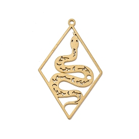 Pierced Brass Pendants, Rhombus with Snake Pattern