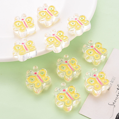 Transparent Acrylic Beads, with Enamel, Butterfly