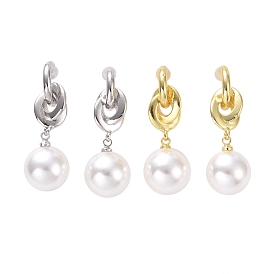 Plastic Pearl with Knot Dangle Stud Earrings, Brass Jewelry for Women, Cadmium Free & Lead Free