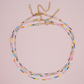 Bohemian Style Colorful Beaded Handmade Collarbone Necklace for Women