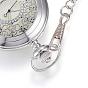 Резные сплава плоские круглые кулон ожерелье кварцевые карманные часы, с железными цепочками