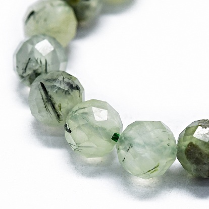 Perlas naturales prehnita hebras, facetado (64 facetas), rondo