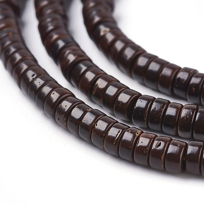 Coconut Beads Strands, Flat Round