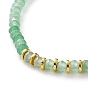 Bracelets extensibles en perles de jade de malaisie naturelles rondelles teintes, avec des billes d'hématite synthétiques non magnétiques galvanisées, or
