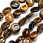Flat Round Natural Tiger Eye Beads Strands, 4x13mm, Hole: 1mm, about 30pcs/strand, 14.9 inch