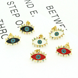 Colorful Gemstone Eye Earrings - Fashionable and Bold Devil's Eye Ear Studs