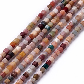 Natural Agate Beads Strands, Faceted, Cube
