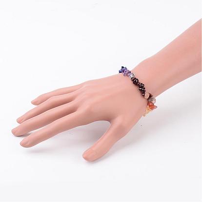 Fabrication de bracelet de pierres précieuses chakra, avec fil de cristal et les accessoires en laiton, 55mm, Trou: 2mm