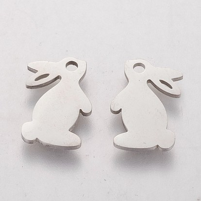 201 breloques de lapin en acier inoxydable, lapin, Lapin de Pâques