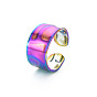 304 anillo de puño de acero inoxidable martillado, anillo abierto de banda ancha para mujer